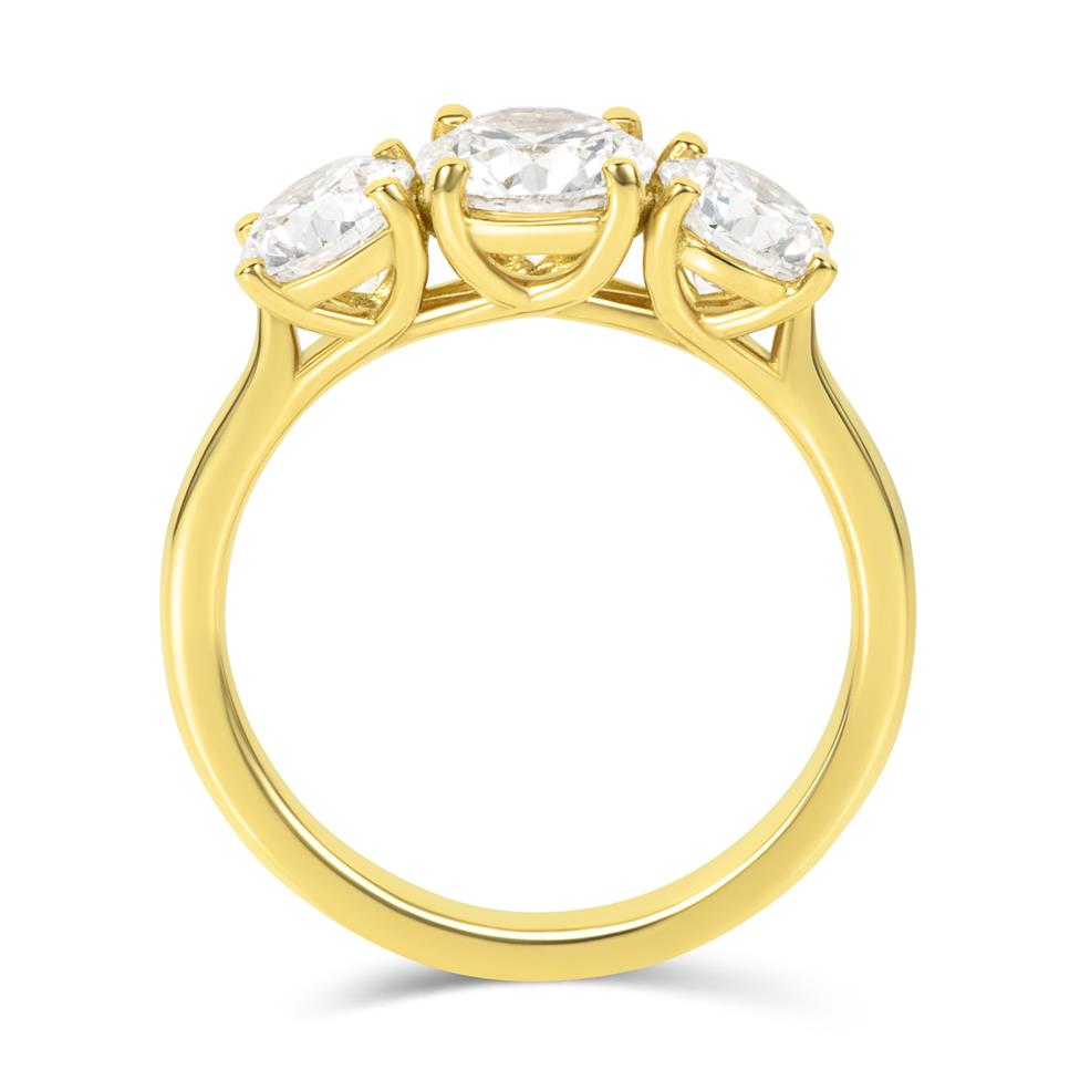 18ct Yellow Gold Diamond Three Stone Engagement Ring 2.20ct Thumbnail Image 2