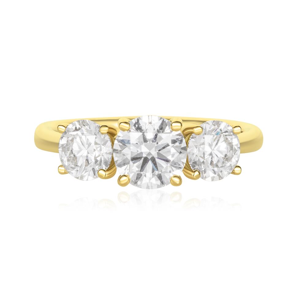 18ct Yellow Gold Diamond Three Stone Engagement Ring 2.20ct Thumbnail Image 1