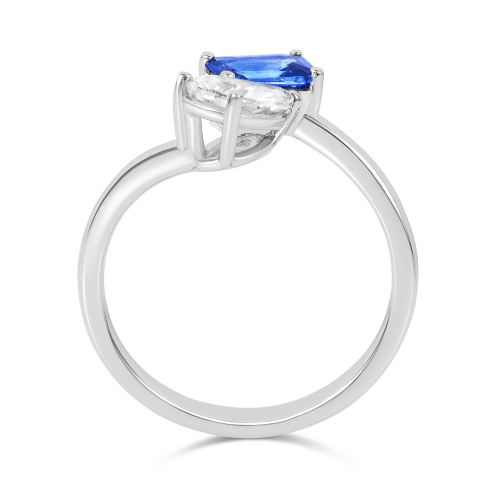 Platinum Sapphire and Diamond Toi et Moi Engagement Ring Thumbnail Image 2