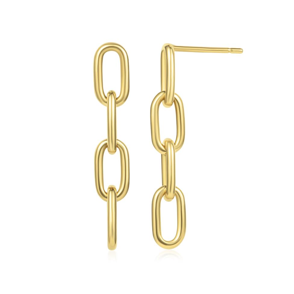18ct Yellow Gold Paperlink Drop Earrings Thumbnail Image 0
