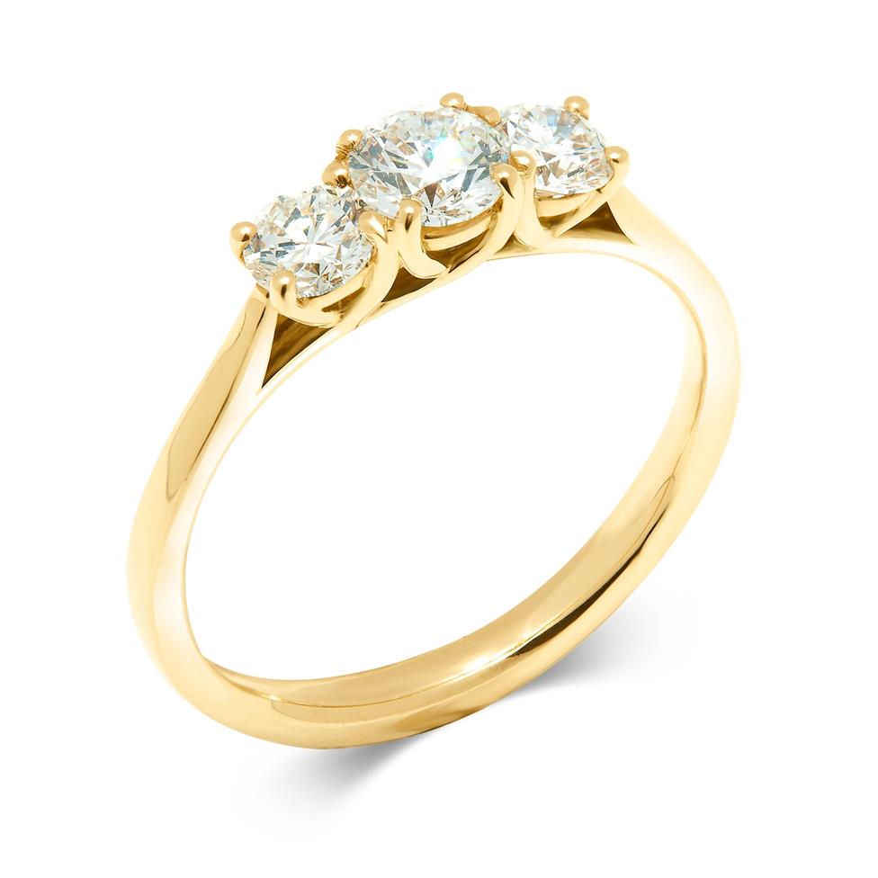 18ct Yellow Gold Diamond Three Stone Engagement Ring 0.80ct Thumbnail Image 0