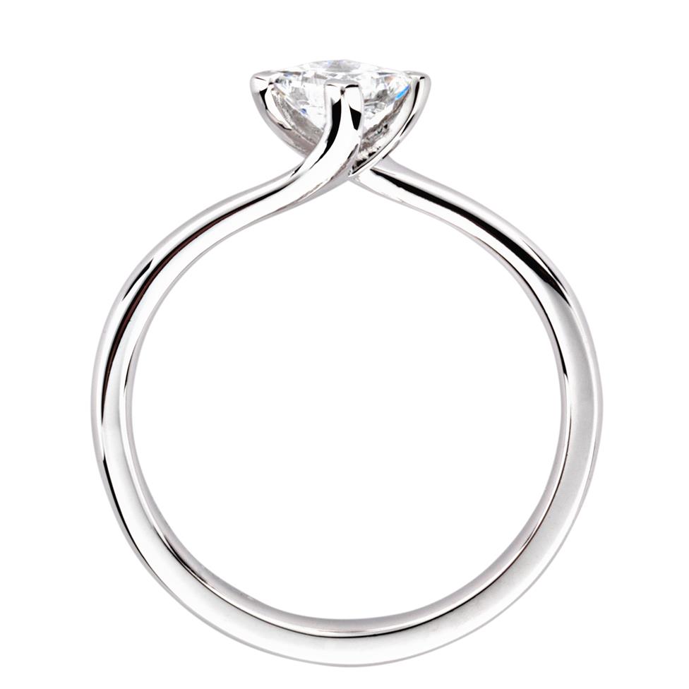 Platinum Twist Design Princess Cut Diamond Solitaire Engagement Ring 0.50ct Thumbnail Image 3