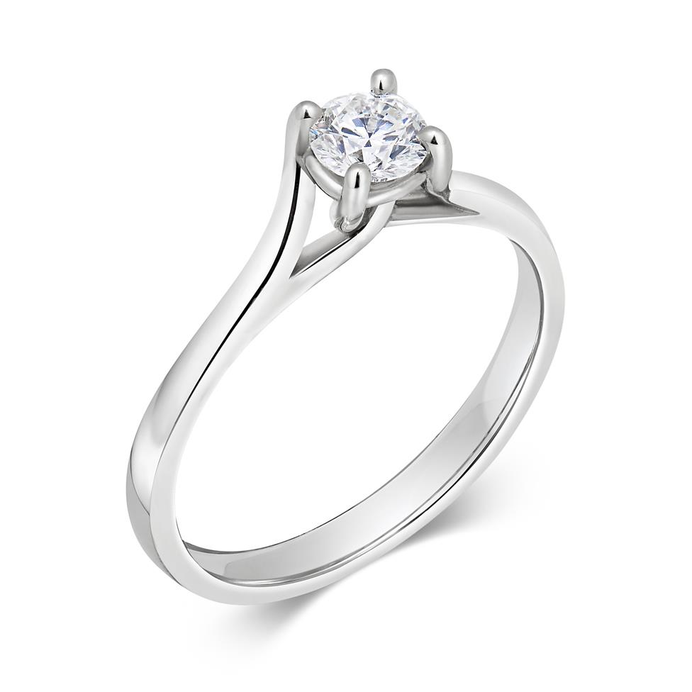 Platinum Twist Design Diamond Solitaire Engagement Ring 0.35ct Thumbnail Image 0