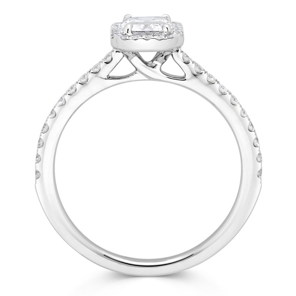 Platinum Emerald Cut Diamond Halo Engagement Ring 0.80ct Thumbnail Image 2