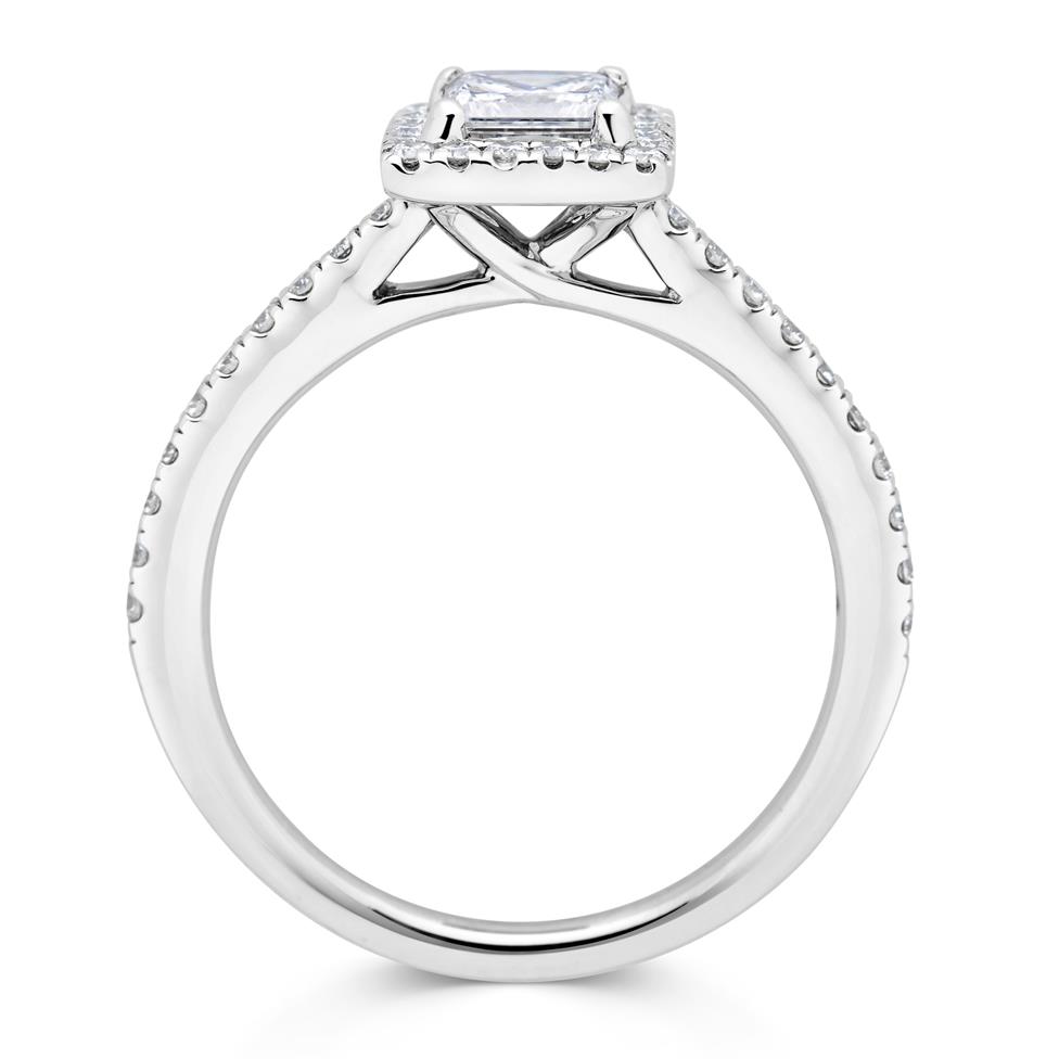 Platinum Princess Cut Diamond Halo Engagement Ring 0.75ct Thumbnail Image 2