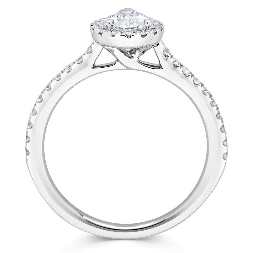 Platinum Pear Shape Diamond Halo Engagement Ring 0.85ct Thumbnail Image 2