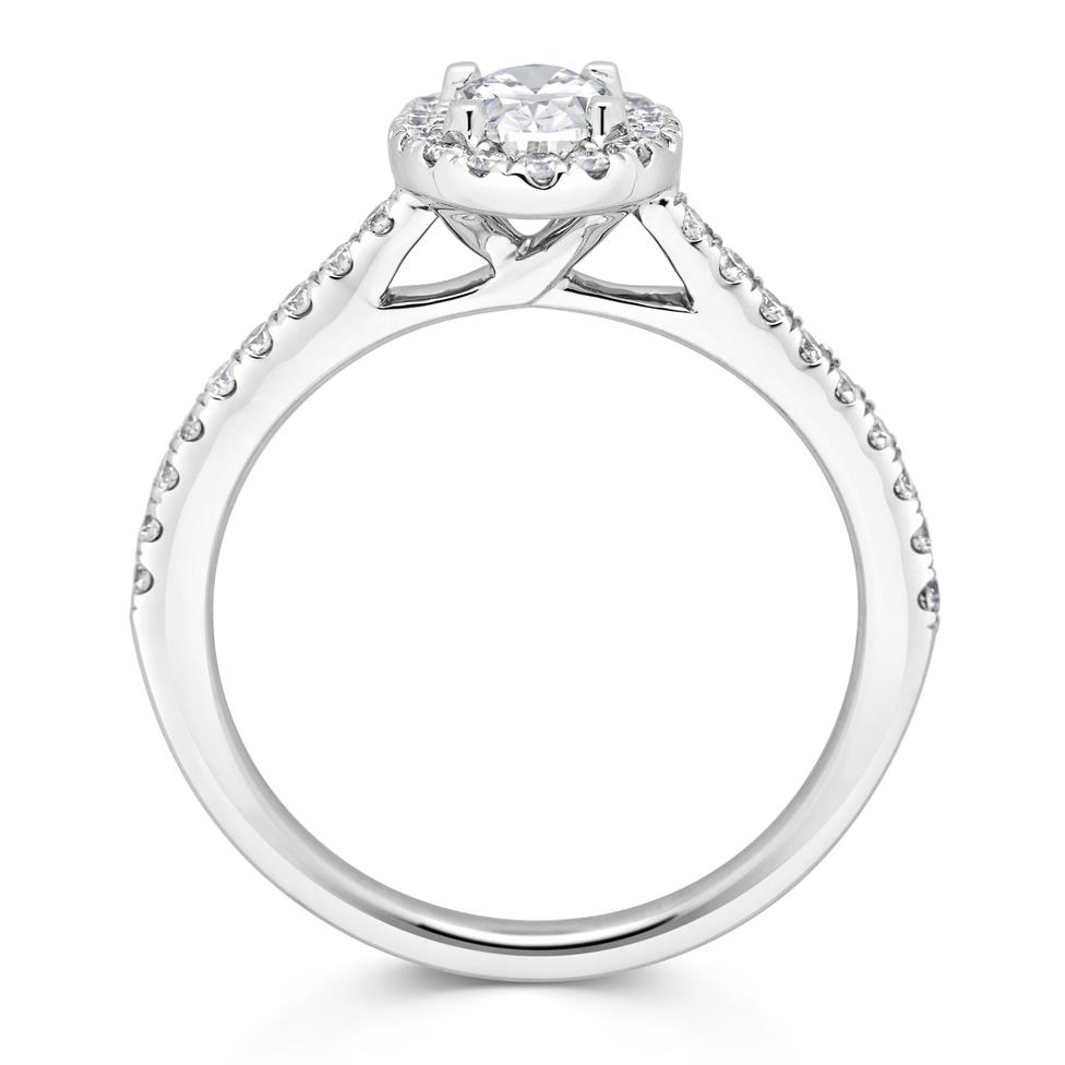 Platinum Oval Diamond Halo Engagement Ring 0.85ct Thumbnail Image 2