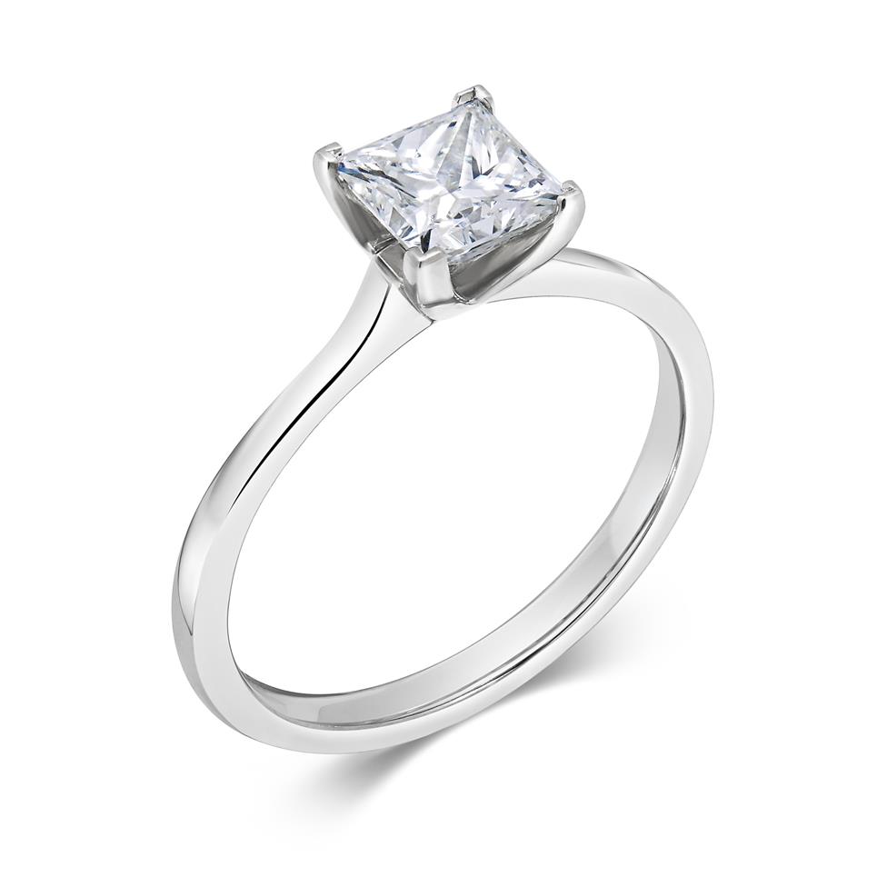 Platinum Princess Cut Diamond Solitaire Engagement Ring 1.00ct Thumbnail Image 0