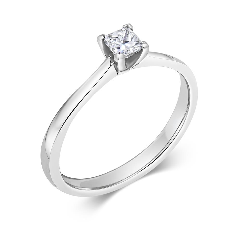 Platinum Princess Cut Diamond Solitaire Engagement Ring 0.23ct Thumbnail Image 0