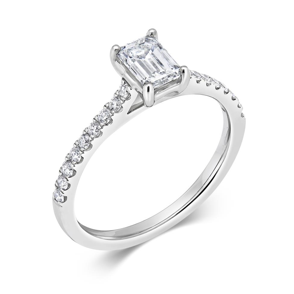 Platinum Emerald Cut Diamond Solitaire Engagement Ring 0.75ct Thumbnail Image 0