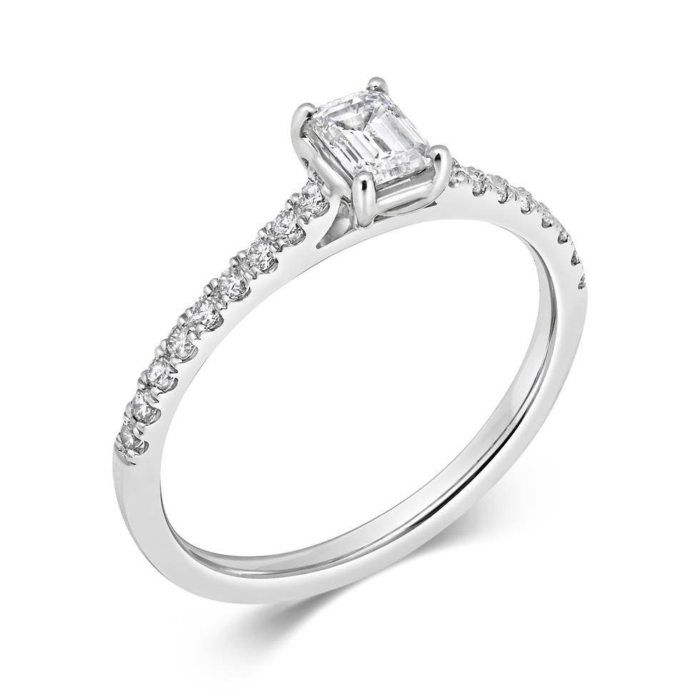 Platinum Emerald Cut Diamond Solitaire Engagement Ring 0.50ct Thumbnail Image 0