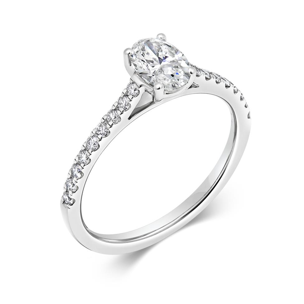 Platinum Oval Diamond Solitaire Engagement Ring 0.75ct Thumbnail Image 0