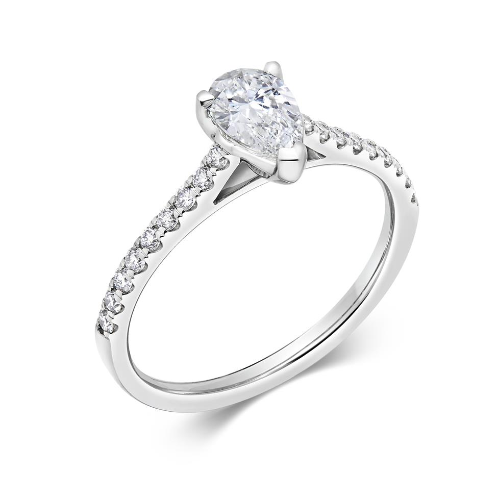 Platinum Pear Shape Diamond Solitaire Engagement Ring 0.75ct Thumbnail Image 0