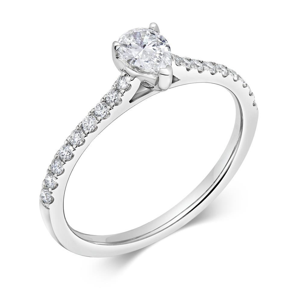 Platinum Pear Shape Diamond Solitaire Engagement Ring 0.53ct Thumbnail Image 0