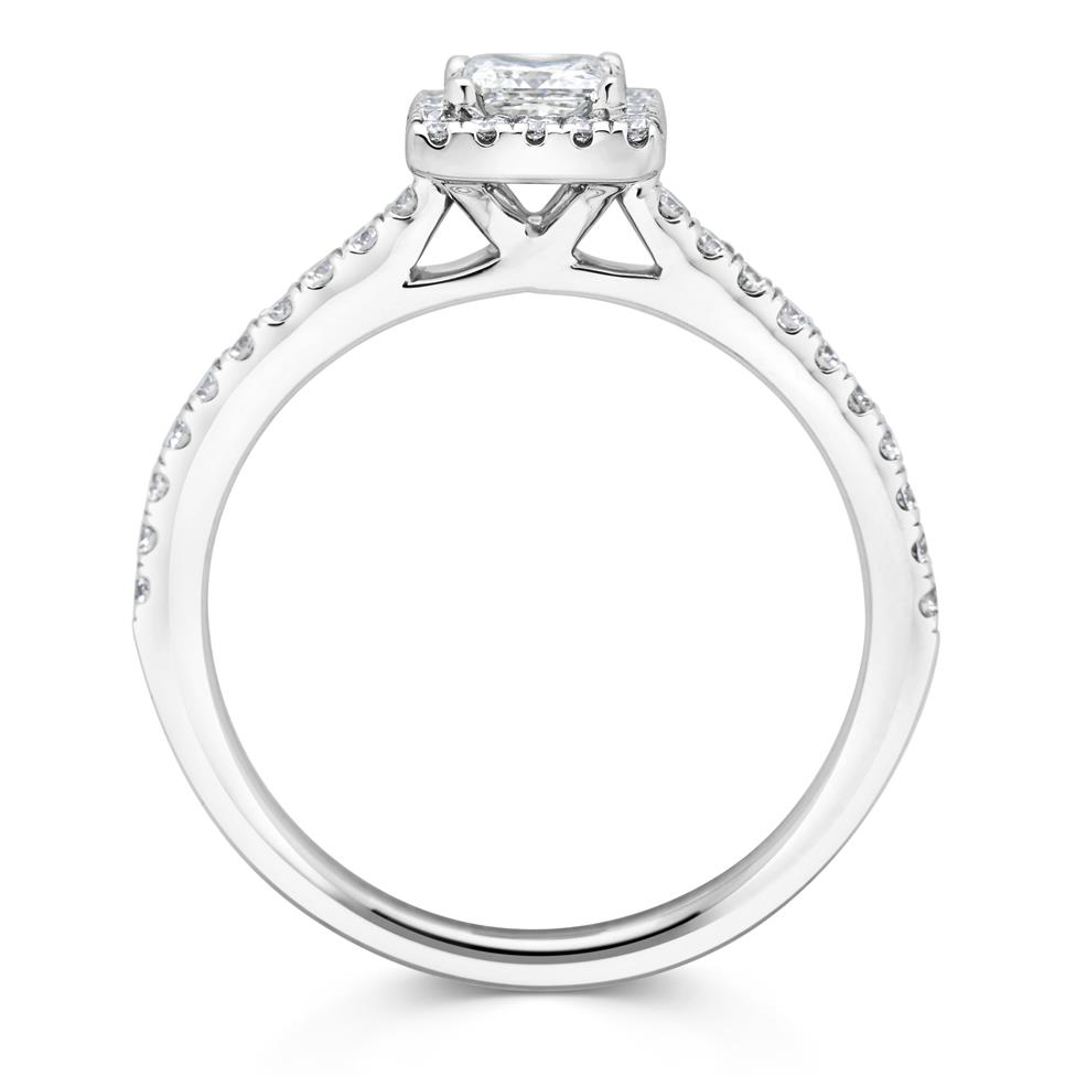 Platinum Princess Cut Diamond Halo Engagement Ring 0.60ct Thumbnail Image 1