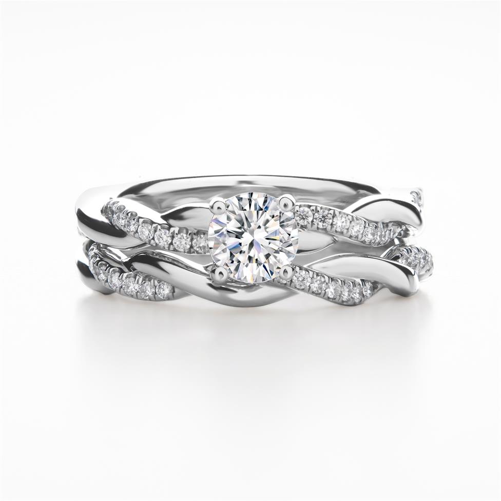 Platinum Plait Design Diamond Set Wedding Ring 0.14ct Thumbnail Image 2