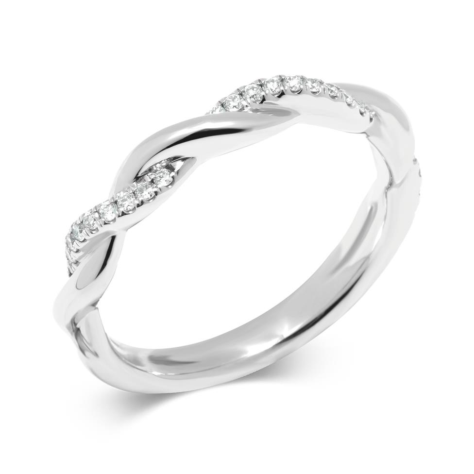 Platinum Plait Design Diamond Set Wedding Ring 0.14ct Thumbnail Image 0