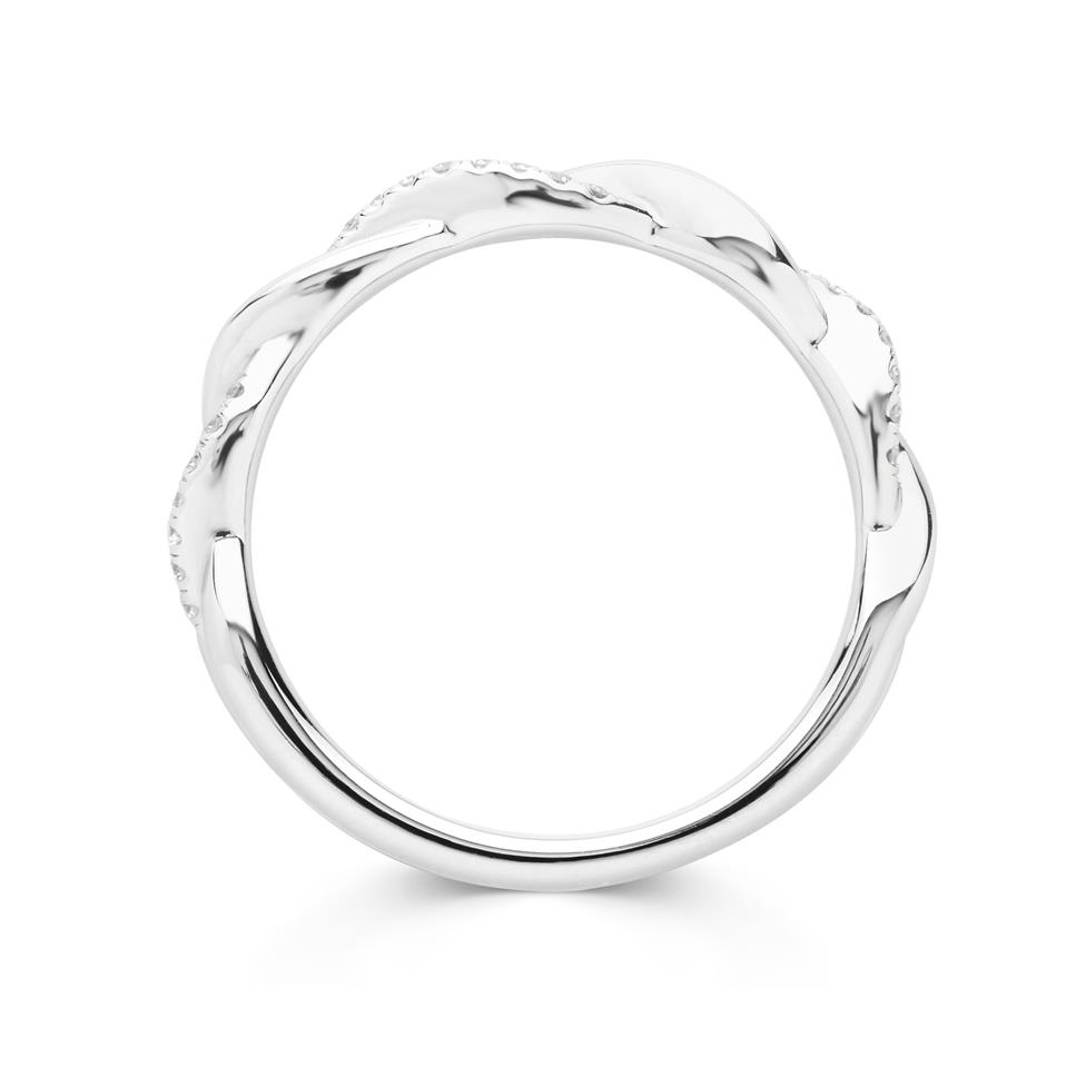 Platinum Plait Design Diamond Set Wedding Ring 0.14ct Thumbnail Image 1