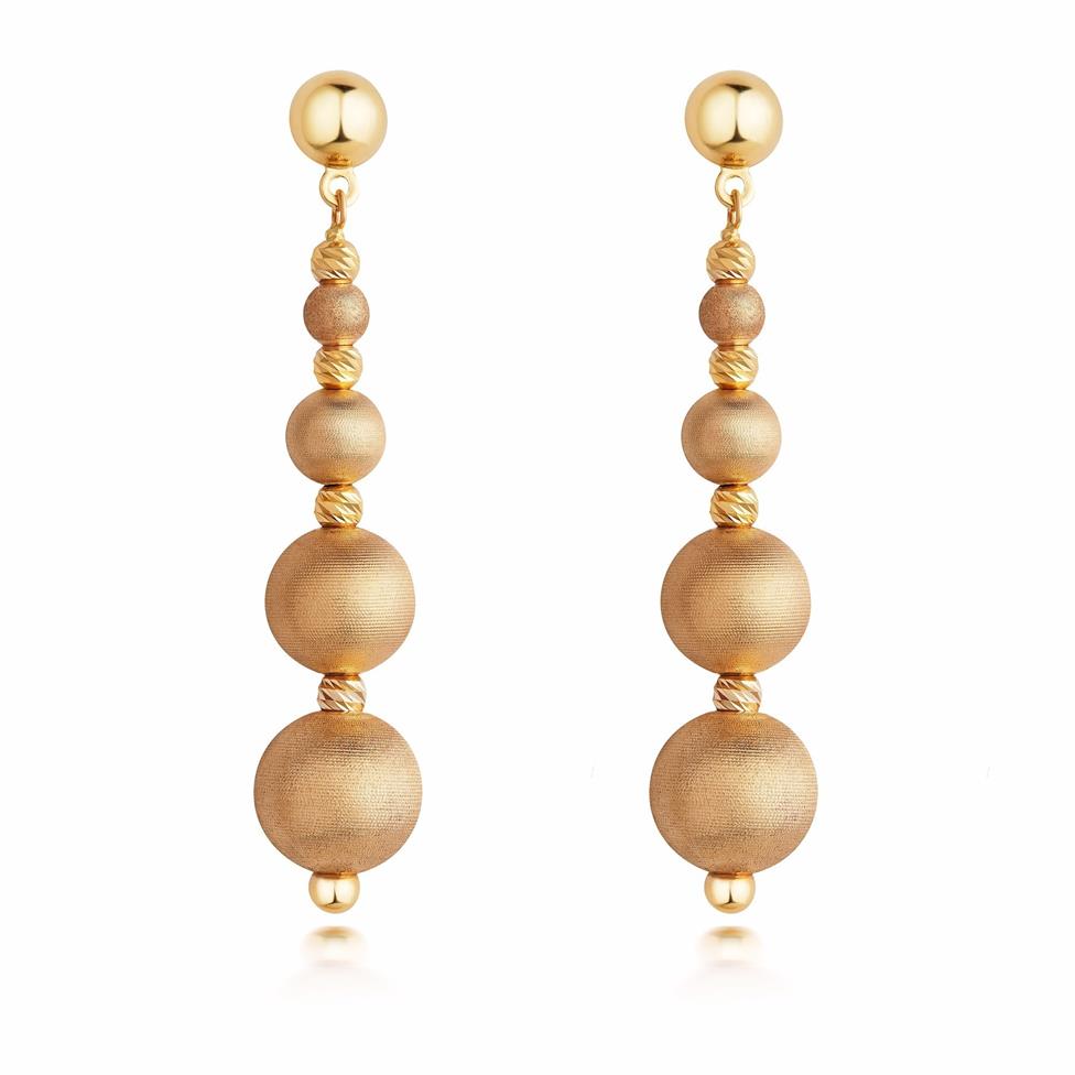 Milano 18ct Yellow Gold Satin Finish Drop Earrings Thumbnail Image 1