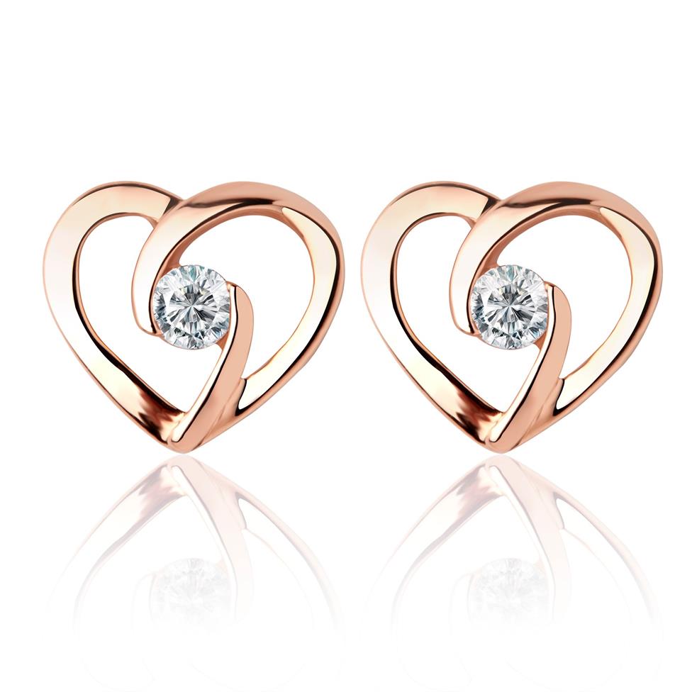 Mon Coeur 18ct Rose Gold Diamond Stud Earrings Thumbnail Image 0