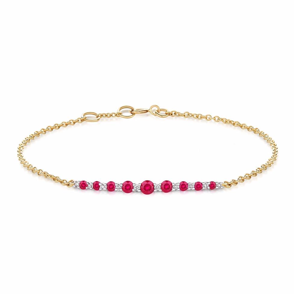 18ct Yellow Gold Ruby and Diamond Bracelet Thumbnail Image 0