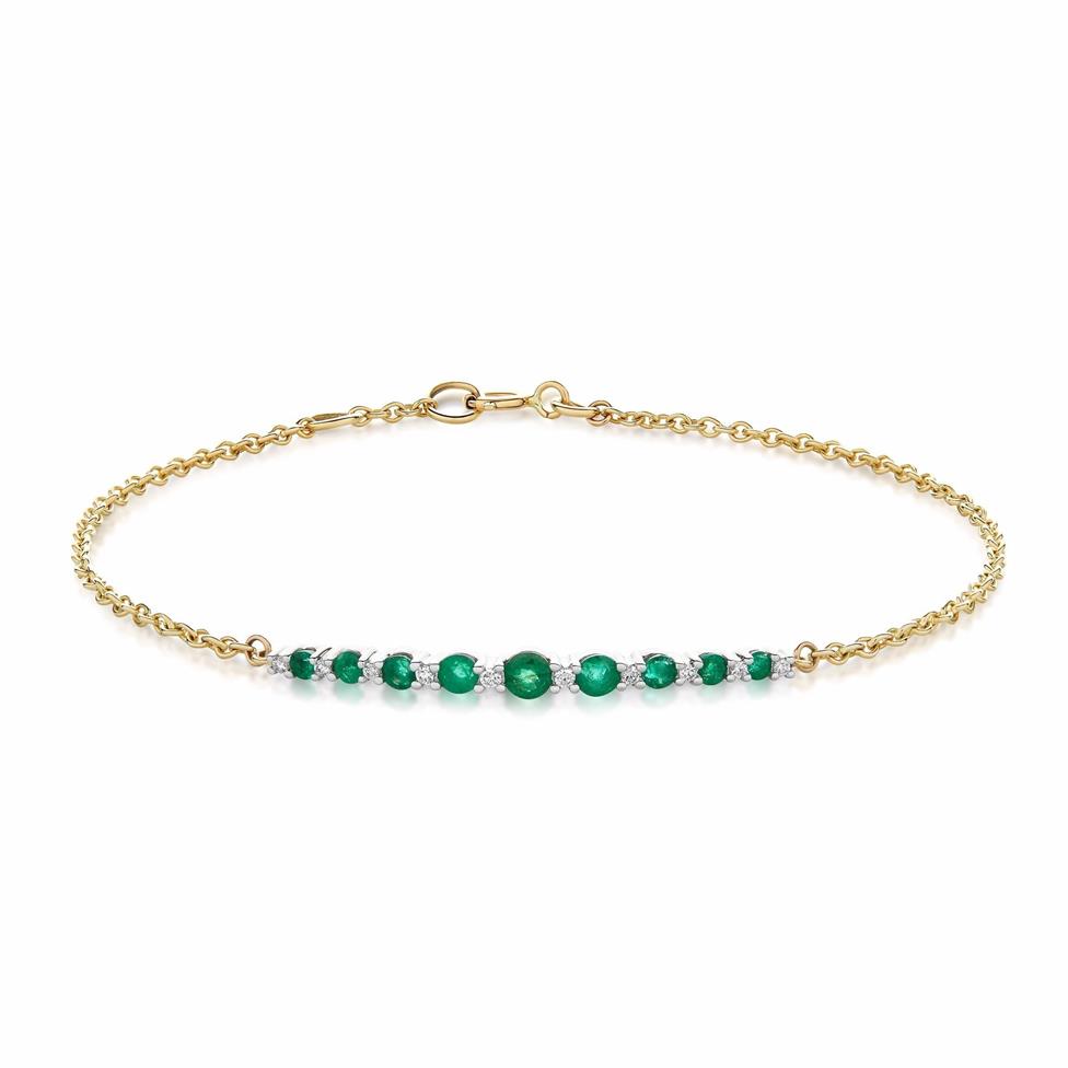 18ct Yellow Gold Emerald and Diamond Bracelet Thumbnail Image 0
