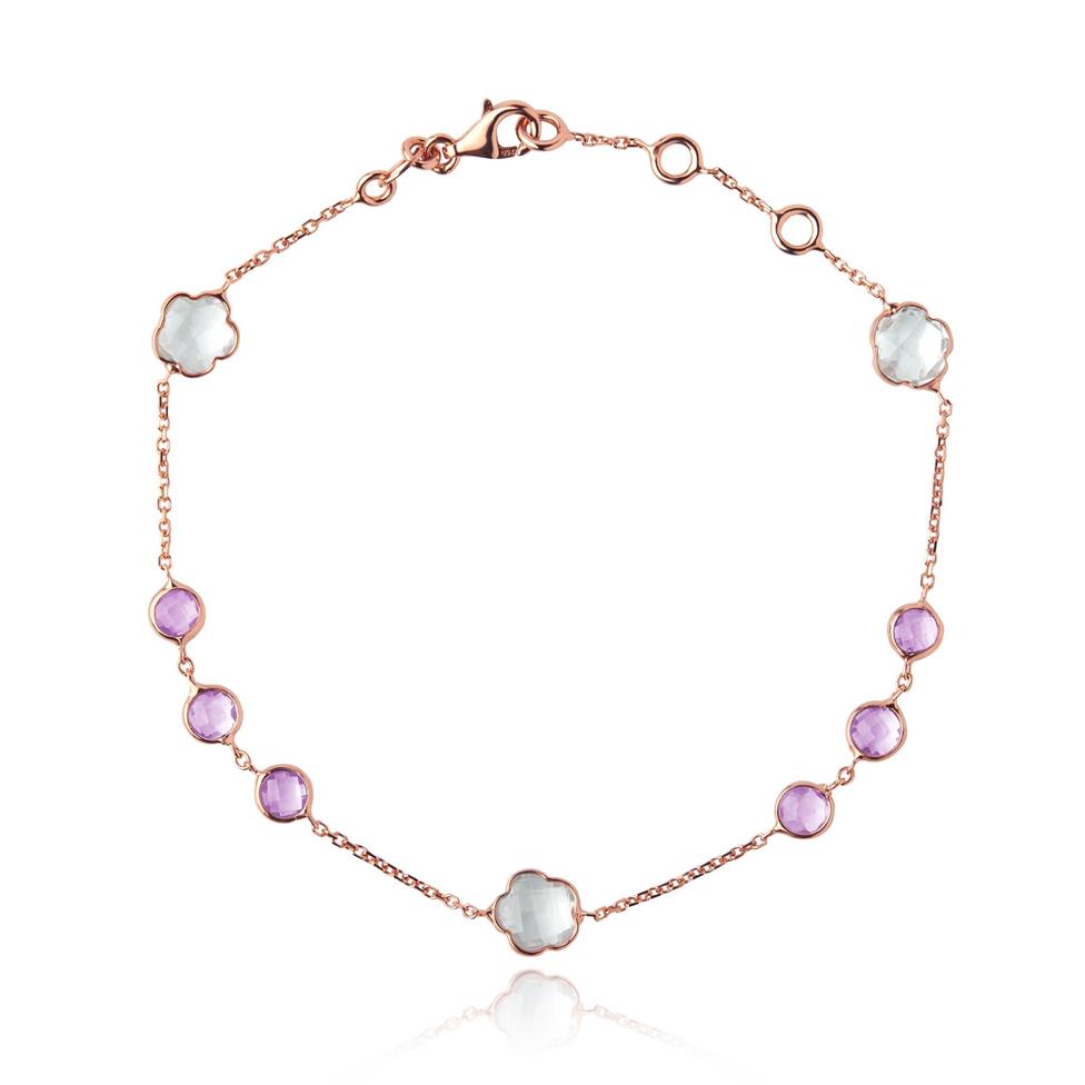 Bloom 18ct Rose Gold Amethyst Bracelet Thumbnail Image 0