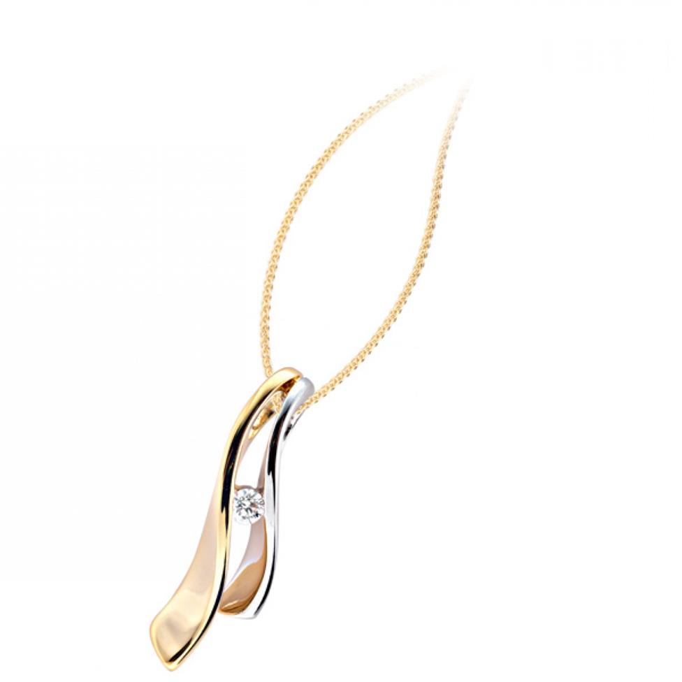 18ct Yellow and White Gold Diamond Pendant 0.10ct Thumbnail Image 0