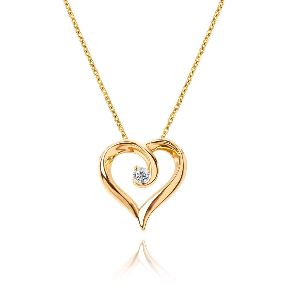 18ct Yellow Gold Heart Design Diamond Pendant 0.03ct Thumbnail Image 0