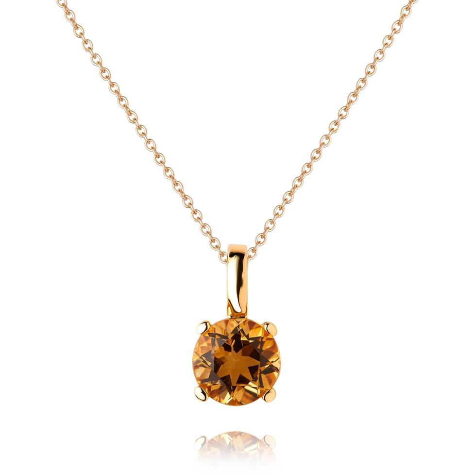 18ct Yellow Gold Citrine Solitaire Pendant Thumbnail Image 0