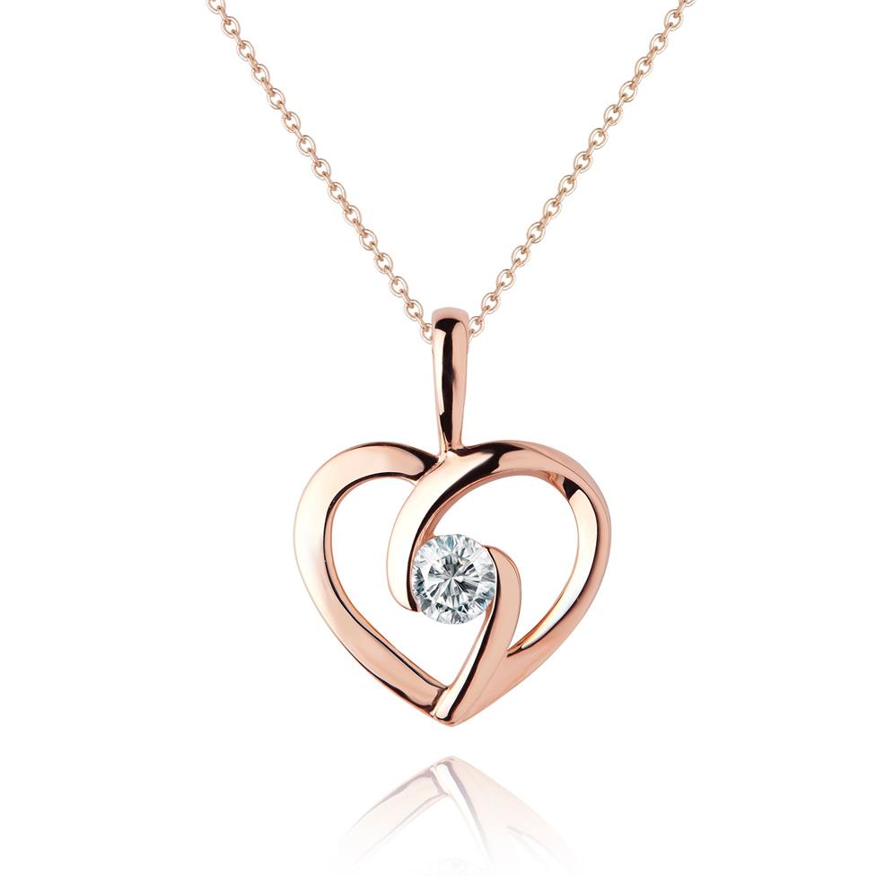 Mon Coeur 18ct Rose Gold Diamond Pendant 0.08ct Thumbnail Image 0