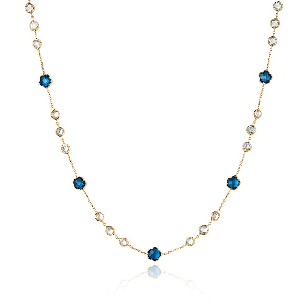 Bloom 18ct Yellow Gold Blue Topaz Necklace 45cm Thumbnail Image 0