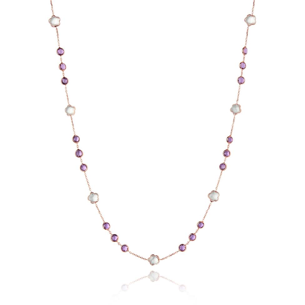 Bloom 18ct Rose Gold Amethyst Necklace 45cm Thumbnail Image 1