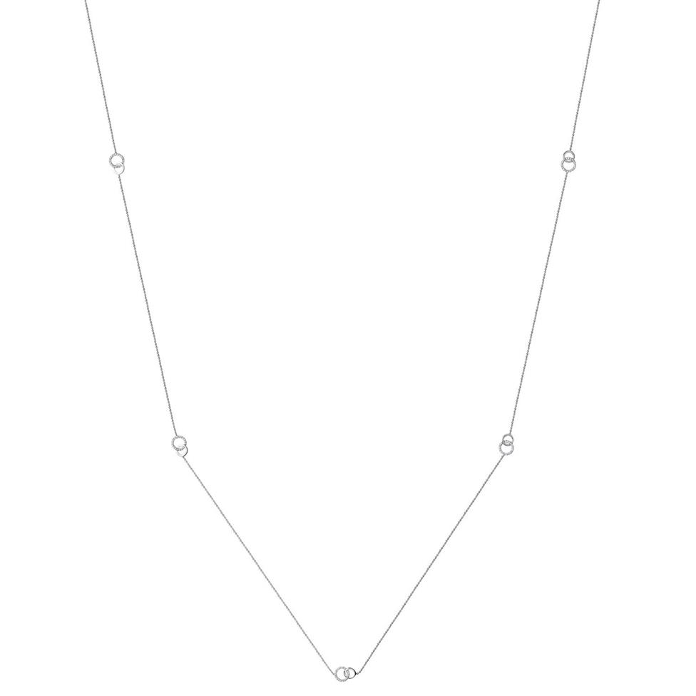 Union 18ct White Gold Diamond Station Necklace Thumbnail Image 0