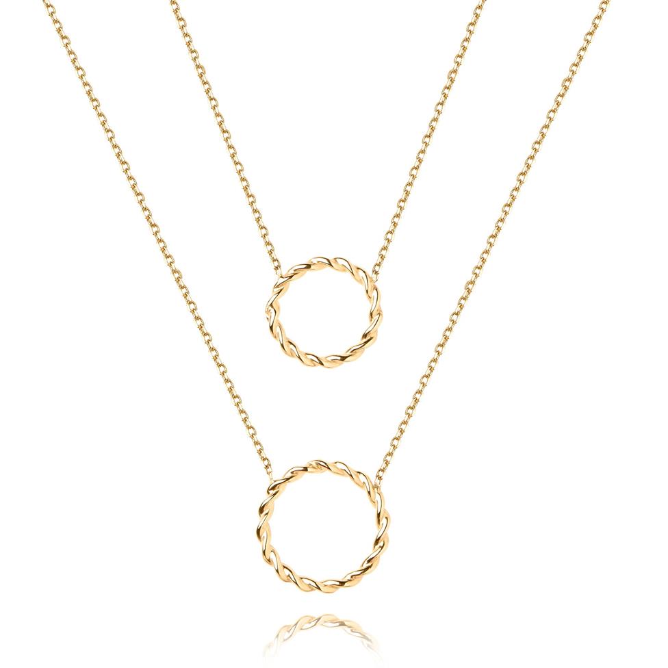Aura 18ct Yellow Gold Circle Design Double Necklace Thumbnail Image 0